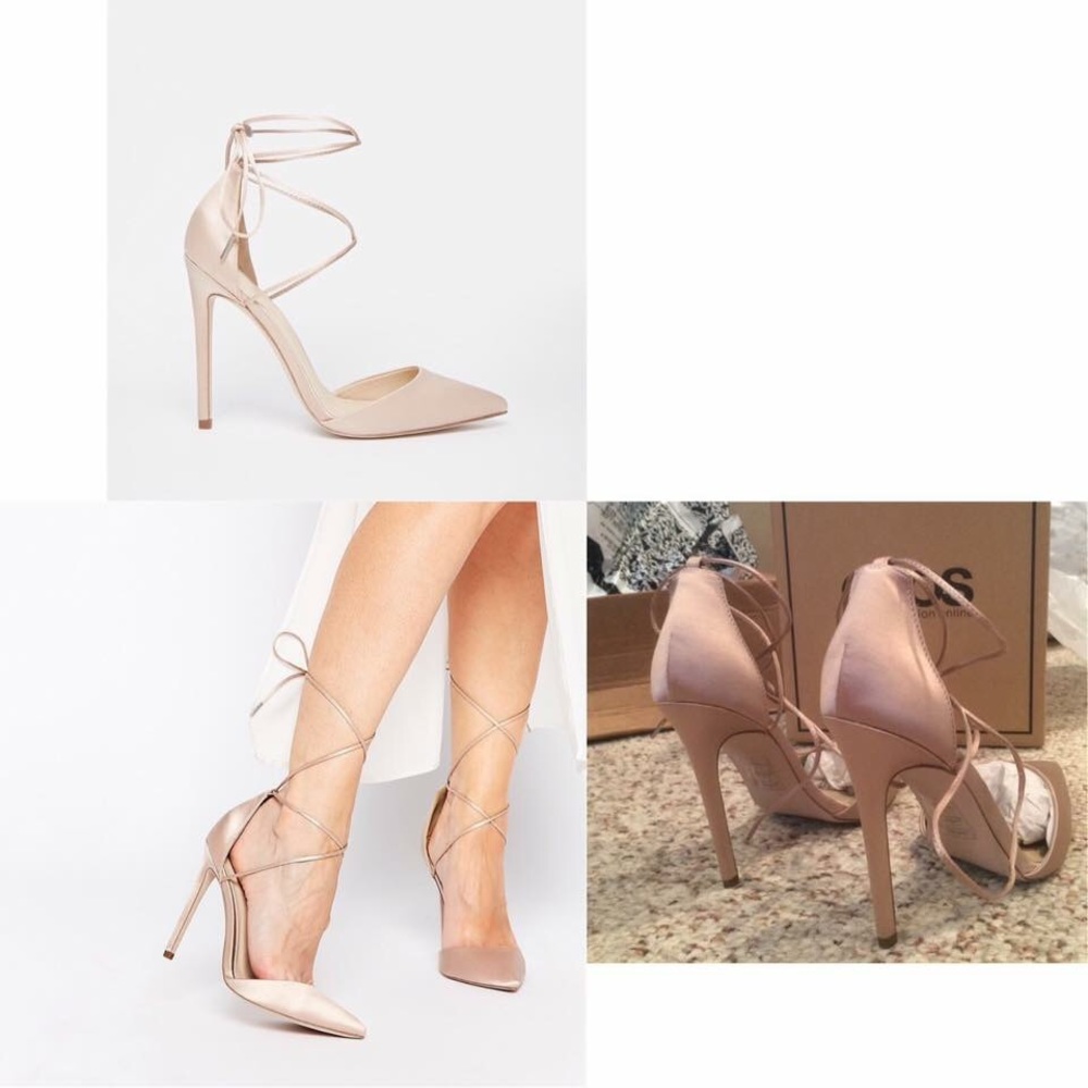 ASOS PROMISES Lace Up Pointed High Heels